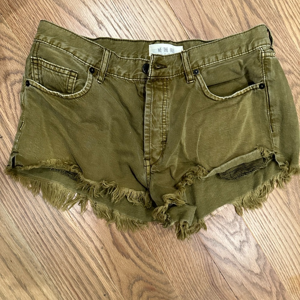 We the free cut off jean shorts, free people hobo green army 30